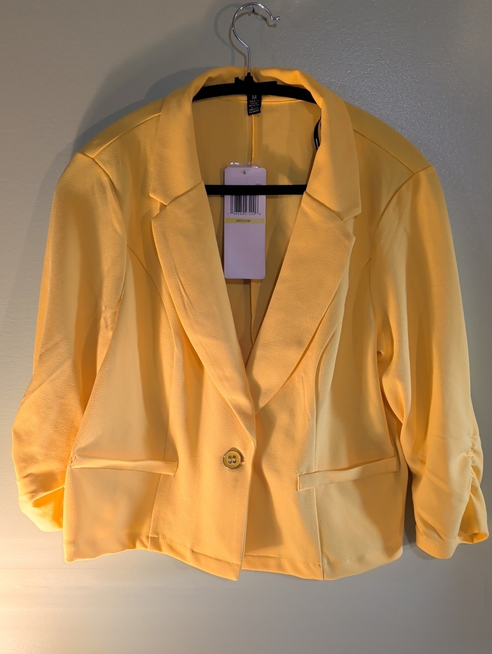 Nina Leonard Sunny Yellow Single-Button Blazer